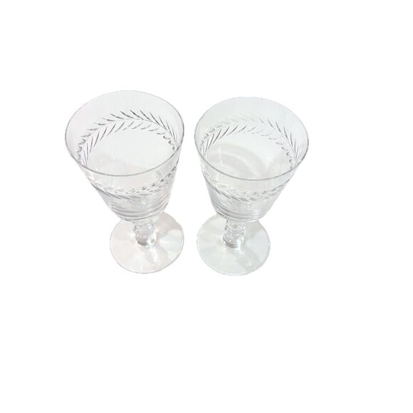 2 Vintage Tiffin-Franciscan Woodstock Wine/Water Goblets Hand Blown Cut Crystal - Picture 5 of 6